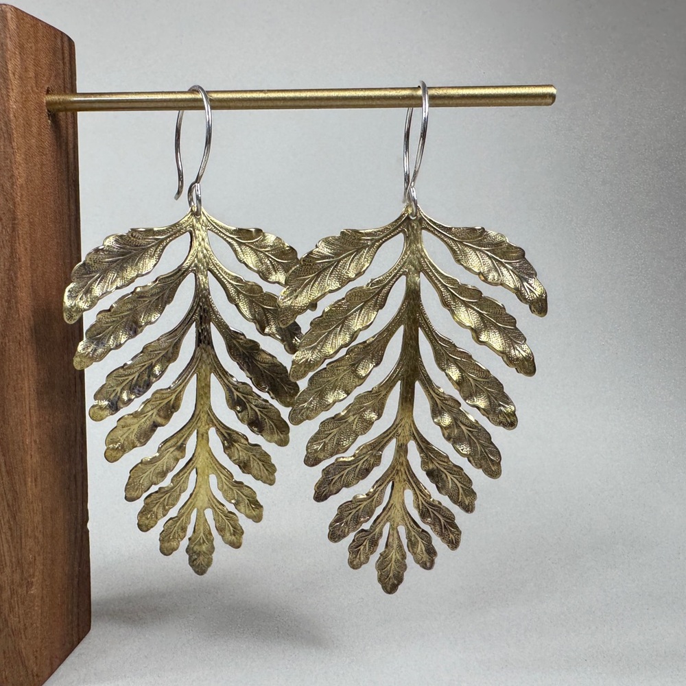 Vintage fern leaf statement earrings